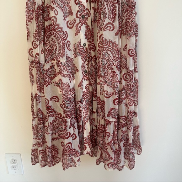 Anthropologie Aleah Allaire Paisley Printed Maxi Dress Cottagecore Lace boho - Picture 8 of 13